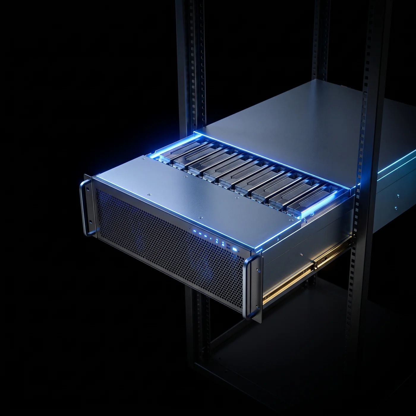 GPU server sliding out of a data center rack, representing GPU supply listed by Spheron partners
